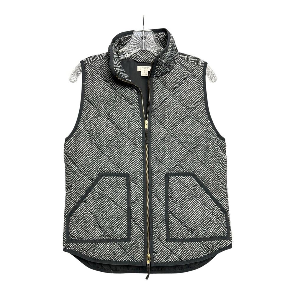 J. Crew Black and White Herringbone Vest